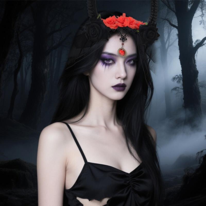 Gothic Devil Horn Headbands With Mesh Veil Decoration Hairband For Cos Parties Halloween Costume Accessories