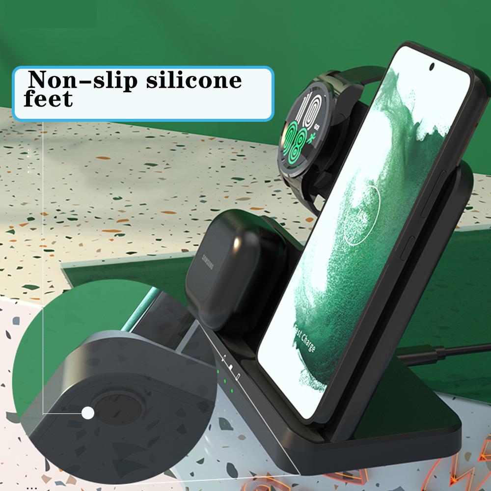 Galaxy Watch 6 Ladeständer 3 in 1 Samsung S23 Ultra S22 S21 S20 Galaxy 5 4 3 Active 2 Wireless Schnellladestation