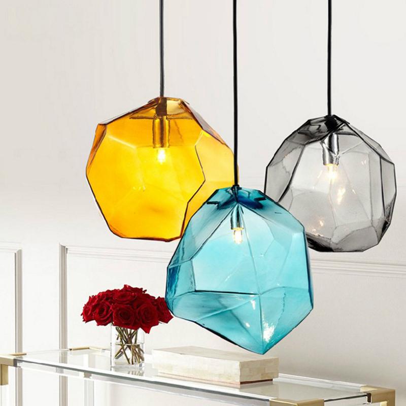 Modern Colorful Glass Pendant Light Hanging Lamp Colors Suspension Lamp for Bar Restaurant Industrial Lighting Fixture