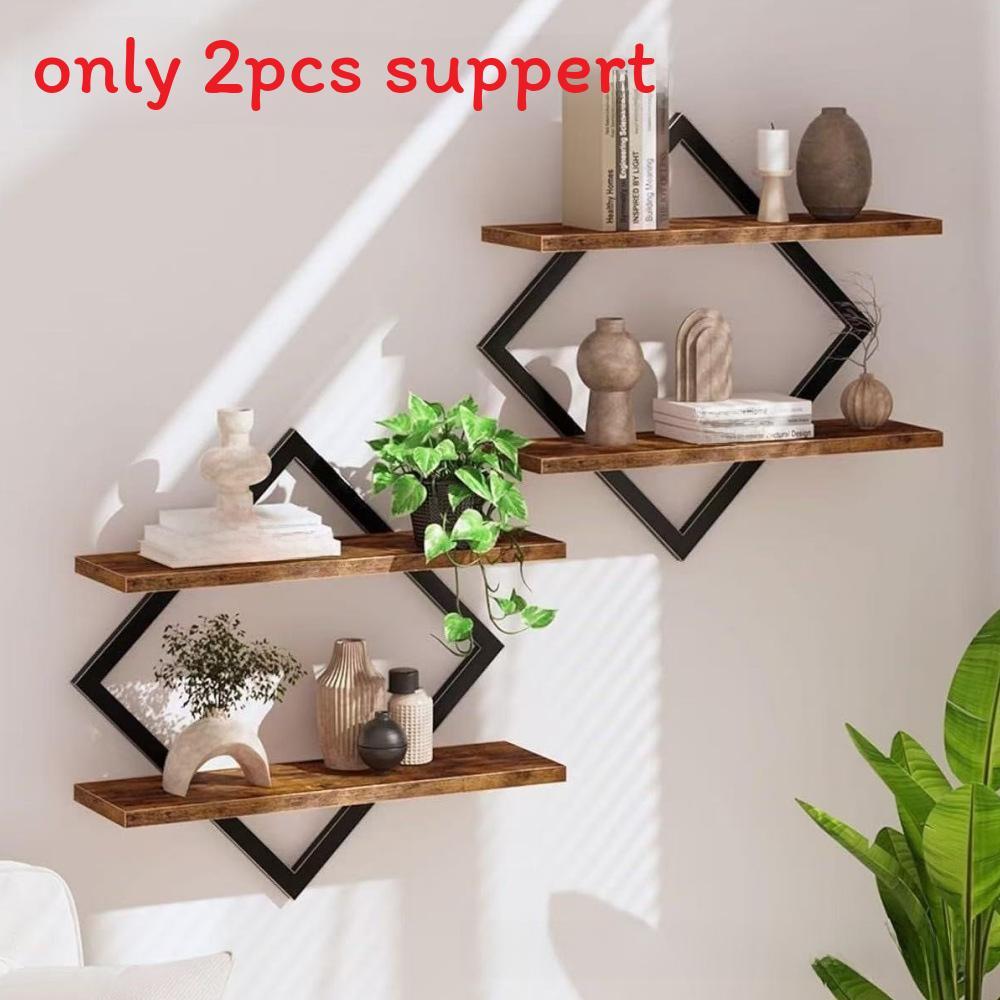 Nordisches Holz-Wandregal mit multifunktionalem Design zur Organisation des Zuhauses