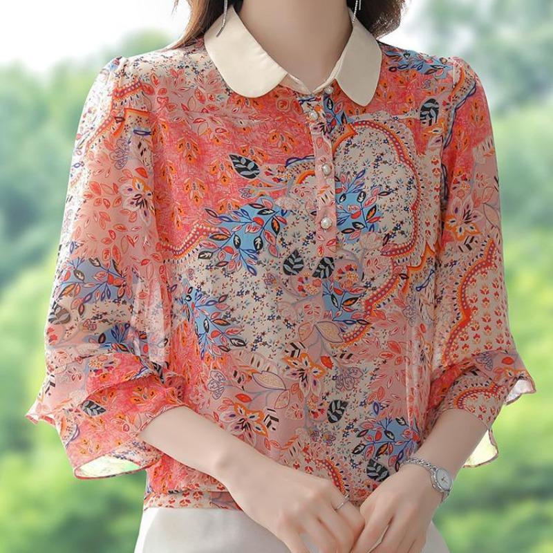

Модный универсальный топ с принтом больших размеров для женщин, благородный стиль с чувством роскоши, уникальные красивые маленькие рубашки, блузки и рубашки 4XL