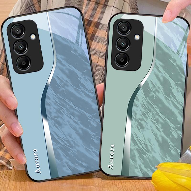 Fialový vzor vody Pro Samsung Galaxy A15 5G 54 4G 51 50 24 35 90 71 12 51 53 52S 80 22 34 Černý tvrzený skleněný kryt na telefon
