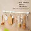 Hole-free Hook White Minimalist Multifunctional Stainless Steel Wall Shelves Storage Utensils Holder Kitchen Accessories Organizer High Quality