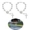 Autoanhänger Retro Imitationsperlen Kreuz Hängend Auto Hinten Hängend Auto Innenansicht Spiegel Geburtstagsgeschenk Auto Hängeornament