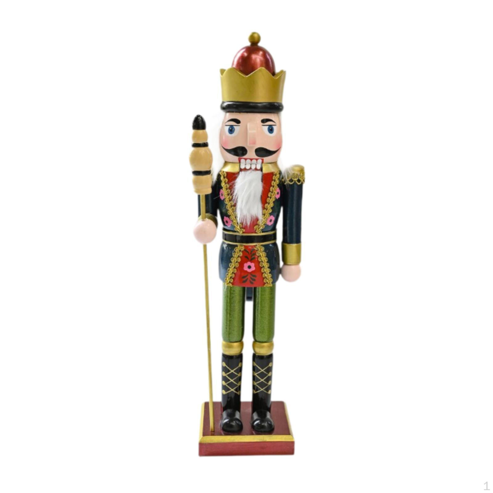 Festive Wooden Nutcracker Figurine - Handcrafted Holiday Decoration Deep Blue Clothes