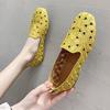 Women's Square Toe Loafers - Soft Leather, Hollowed-Out Flats for Spring/Summer 2025
