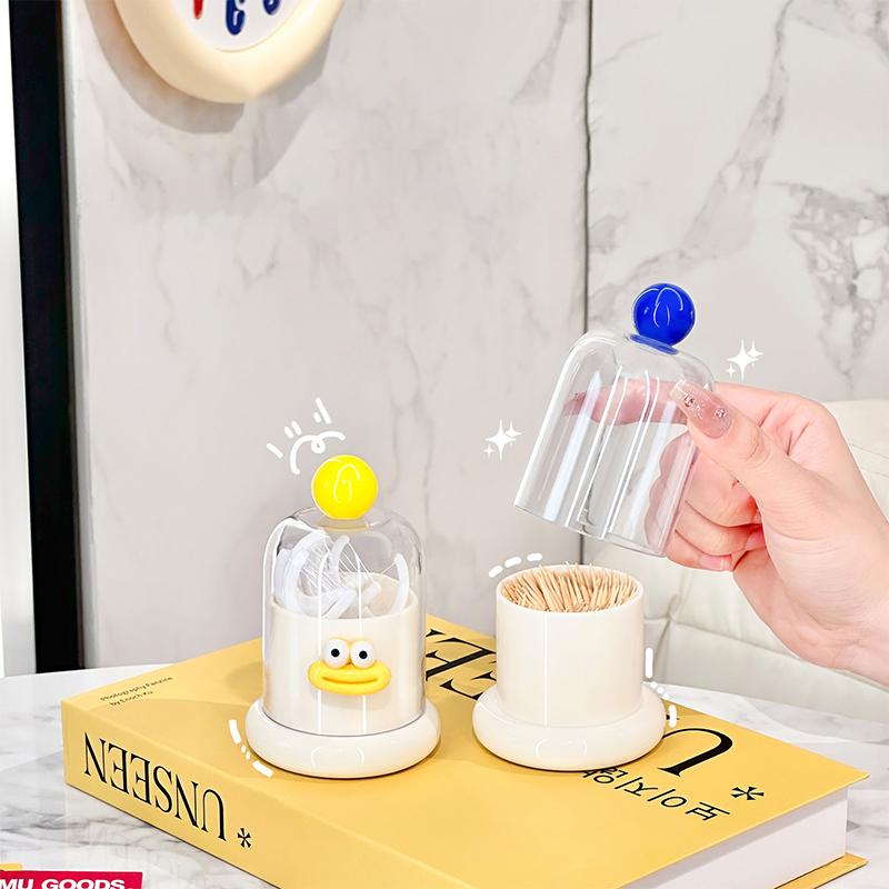Dopamine Toothpick Box Home Living Room High Value Transparent Cotton Swab Dental Floss Reel  Creative Toothpick Storage Box