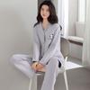 Air Cotton Sandwich Pajamas Women'S Autumn And Winter Pure Cotton Thickened Long-Sleeved Thermal Loungewear Set