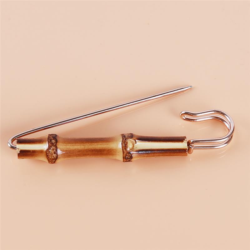 Vintage Natural Bamboo Metal Brooches  Graceful High-grade Fashion Suit Brooch Pins Metal U Shape Buckle Garment Decorate