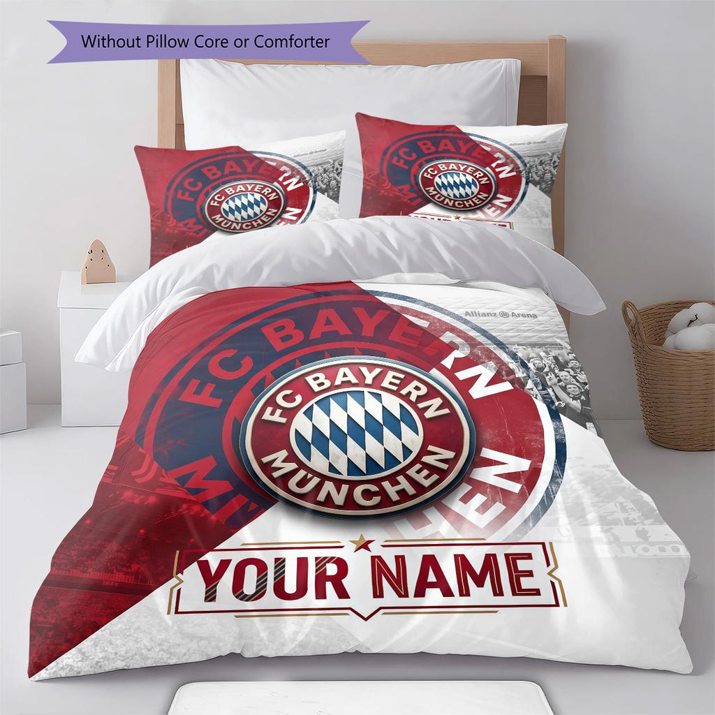 Custom Name FC Bayern München Pattern Bedding Quilt Set Home Decoration Gift (1 * duvet cover + 2 * pillowcase without core)