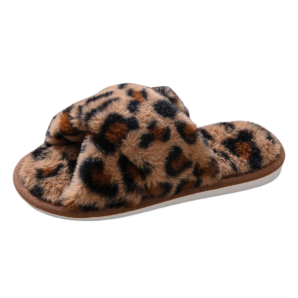 Pantofole Morbide a Fascia Incrociata in Peluche, Casa, Pelliccia, Per Donna, Punta Aperta, Suola Morbida, Scarpe da Casa Peluche, Donna, Inverno, Accoglienti, Calde, Pavimento Interno