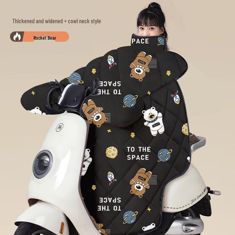 Electric Bicycle Winter Windproof Quilt and Motorcycle Windshield Cover - Plush, Thickened, and Waterproof.