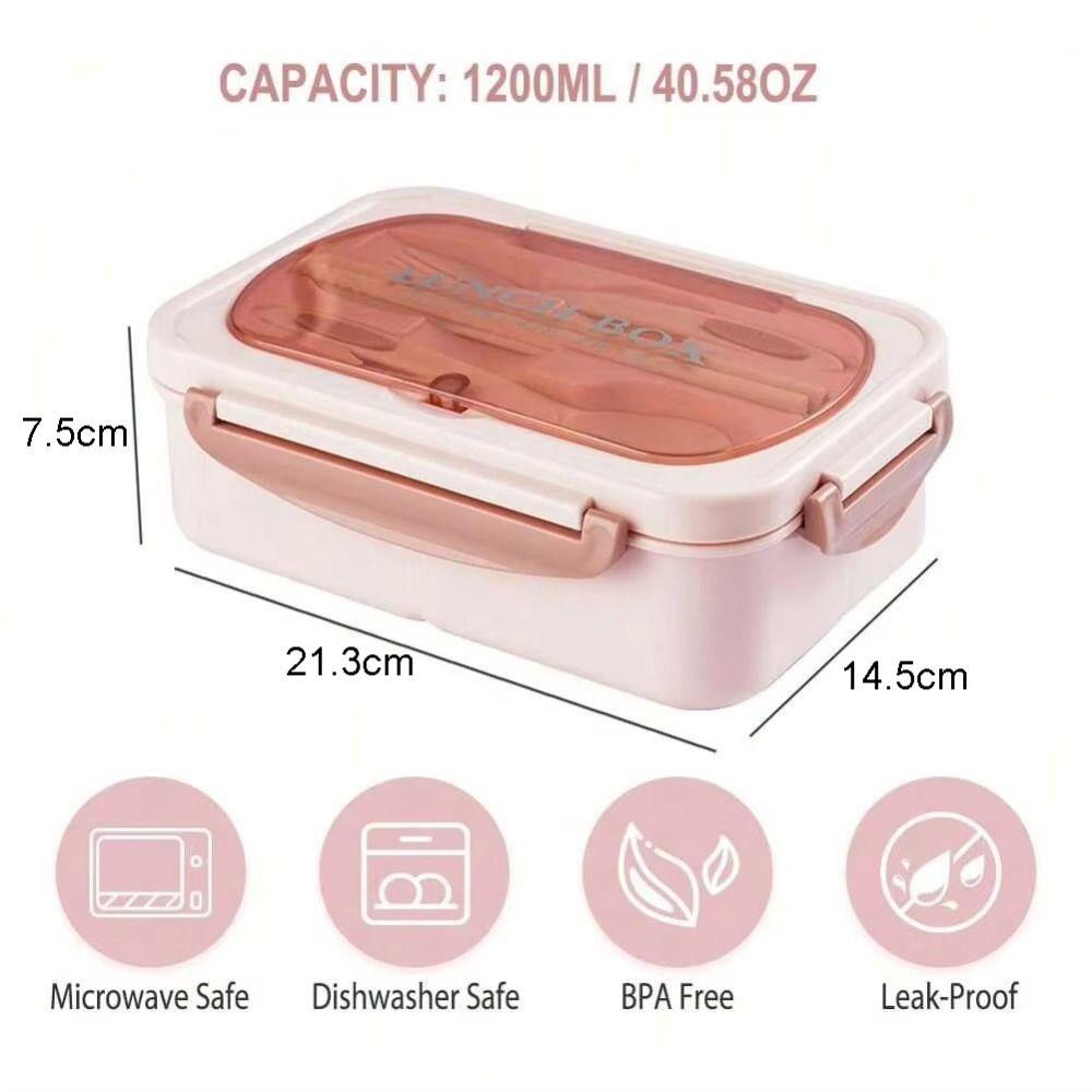 1200ML Bento Box Leakproof Lunch Containers Portable Food Storage Container  Students