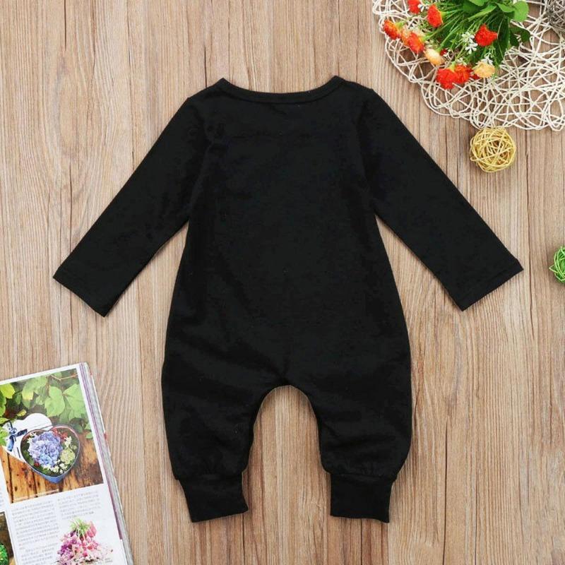 Mote Nyfødt Småbarn Spedbarn Baby Gutter Romper Langermet Jumpsuit Lekedress Små gutteantrekk Svarte klær