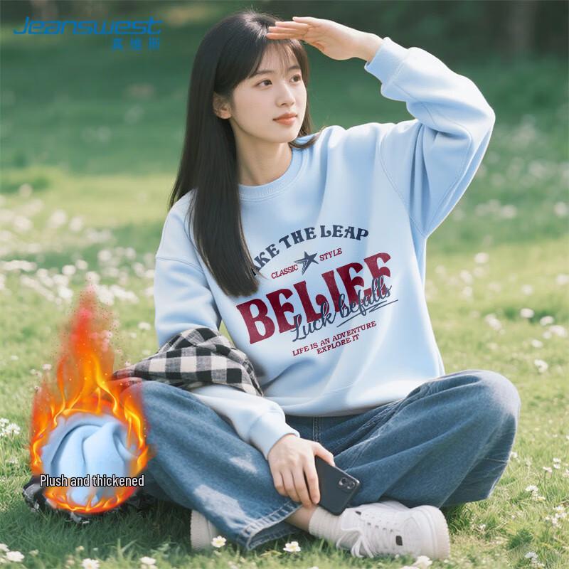 

JEANSWEST Women s Fleece-Lined Round Neck Sweatshirt XL