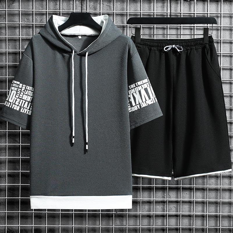 Men's Lightweight Summer Sports Set: Casual Short-Sleeve Hoodie & Pants