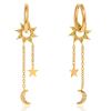 Elegant Moon Star Sun Drop Earrings With Diamonds and Flowing Tassels Designs for Women Stainless Steel Jewelry