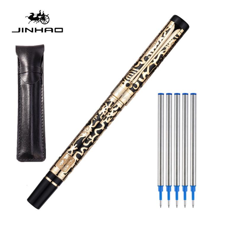Jinhao 5000 High Quality Dragon Ballpoint Pen Luxury Executive Golden Ball Pen Black Ink Pen Stationery for School Office
