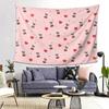 Cherry Heart Design Pattern With Pink Background Tapestry Wall Hanging Aesthetic Home Decor Tapestries for Living Room Bedroom