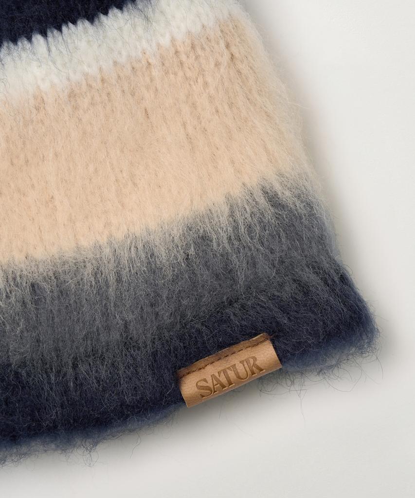 Seteo Striped Knit Bucket Hat Navy