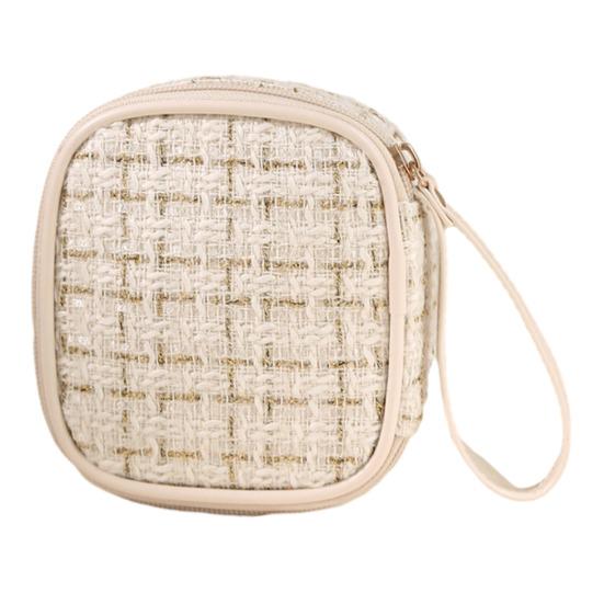 

Мини-сумка для макияжа, портативный браслет, большой емкости, многофункциональный, для женщин и девочек, дорожная губная помада, гигиеническая салфетка, косметичка, органайзер, чехол бежевый