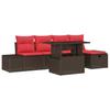 Garden Sofa Set 6 Pieces Brown Poly Rattan
