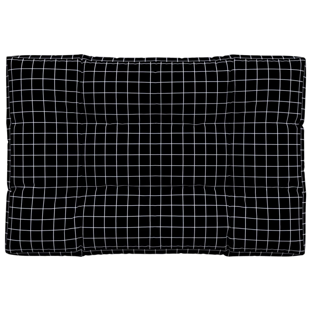 Black Checkered Pallet Cushion 120 X 80 X 12 Cm Fabric