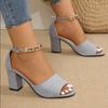 Fashion Large Size 2025 Summer New Style Metal Buckle Roman Sandals Women Casual Fish Mouth Toe Sexy High Heels Comfortable Shoes Women