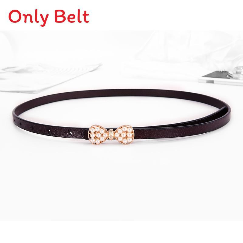 Leather Waist Belt For Women With Pearl Butterfly Decor Summer Casual Dress Accessory