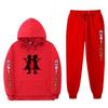 Mens Winter Warm Hooded Sweatshirt Pants Set Anime Inspired Casual Tracksuit Cotton Blend Thick Fleece Lined