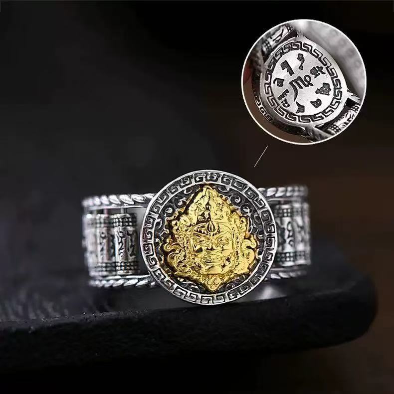 Retro Artistic Yellow God of Wealth Ring for Men