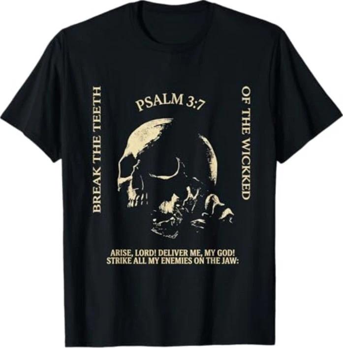 

Psalm 3 7 Vintage Skull Christian Religious Bible Verse T-Shirt L