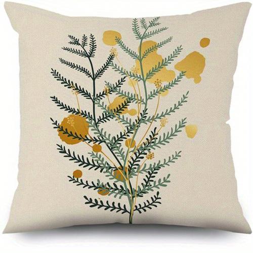 

Домашний декор Элегантные наволочки с узором из зеленых и золотых листьев Наволочка с узором Подходит для дивана Спальни Автомобиля Наволочка 40x40cm 16x16in