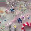 Y2K Style Heart Nail Decals | Plaid & Polka Dot Love Heart Stickers for Trendy Nails