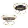 Round Fruit Basket Large Capacity Hollow Metal Fruit Bowl Stand for Dessert Snacks Bread L Black