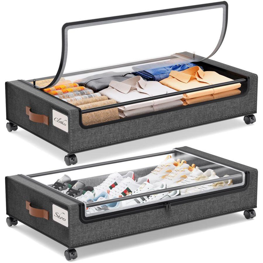 

Under Bed Storage Containers 2Pack with Wheels Rolling Underbed Shoe Storage Organizer Metal Drawer небо синє кольору