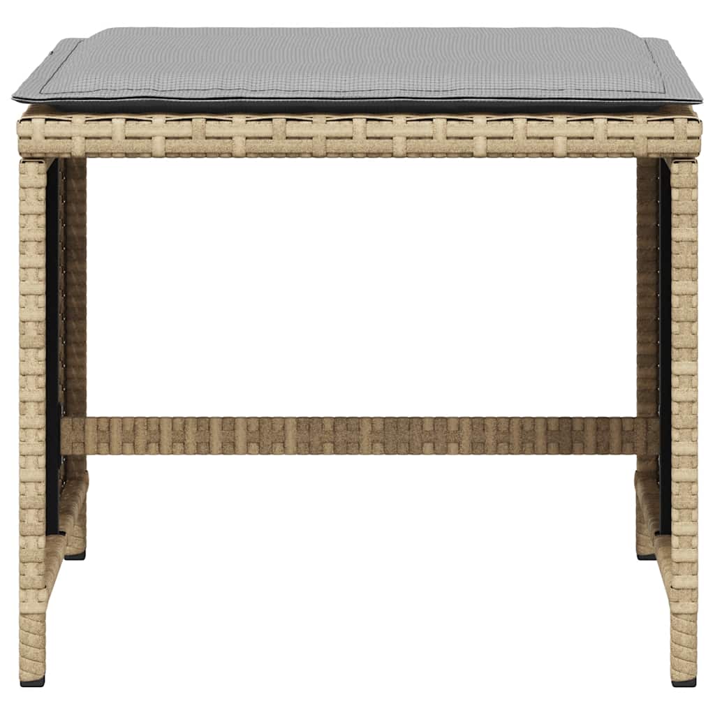 5 Piece Outdoor Dining Set with Cushions Beige Mix Poly Rattan