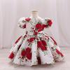 Girls' Dress High-end Printed Children's Dress New Princess Dress Flower Printed Party Dress Elegant Birthday Party Dress