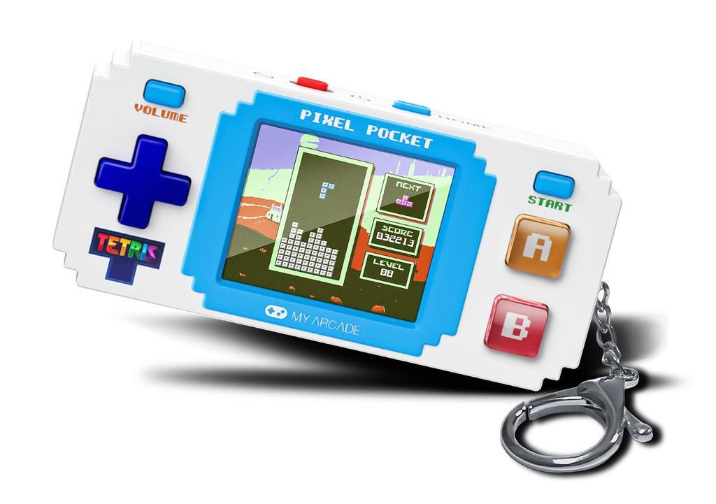 Tetris Pixel Officially Licensed Tiny Tetris Video Strategic Puzzle Game with 10 Bonus Portable Keychain Arcade Game for Kids and Adults Player Game,