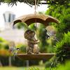 Animal Bird Feeder With Umbrella - Cute Squirrel//Dog Holding Umbrella Design Bird Feeder - Metal Feeders For Garden Yard Decor, For Birds Lovers