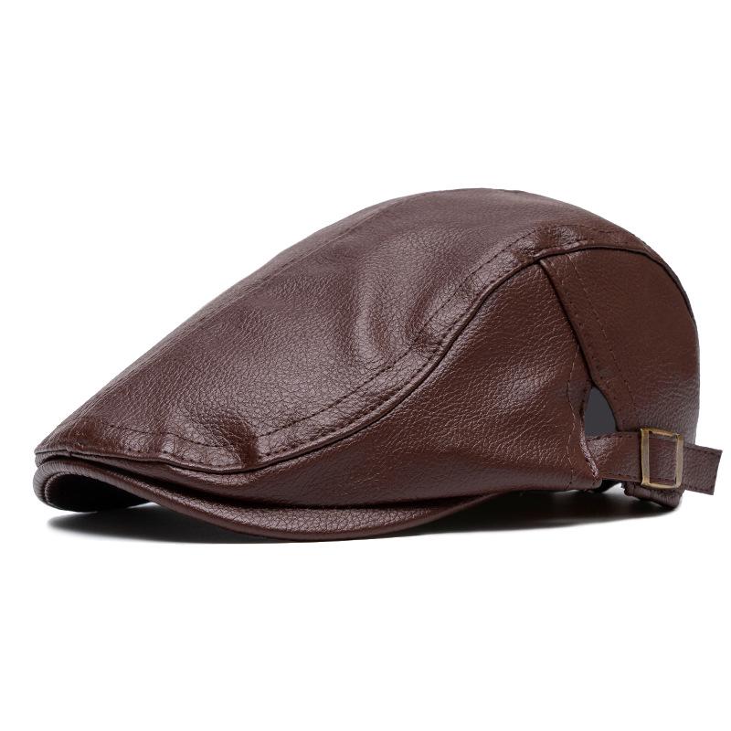 Men's Imitation Sheepskin Duckbill Cap - Stylish Korean, Middle-Aged & Elderly Newsboy Beret for Autumn/Winter.