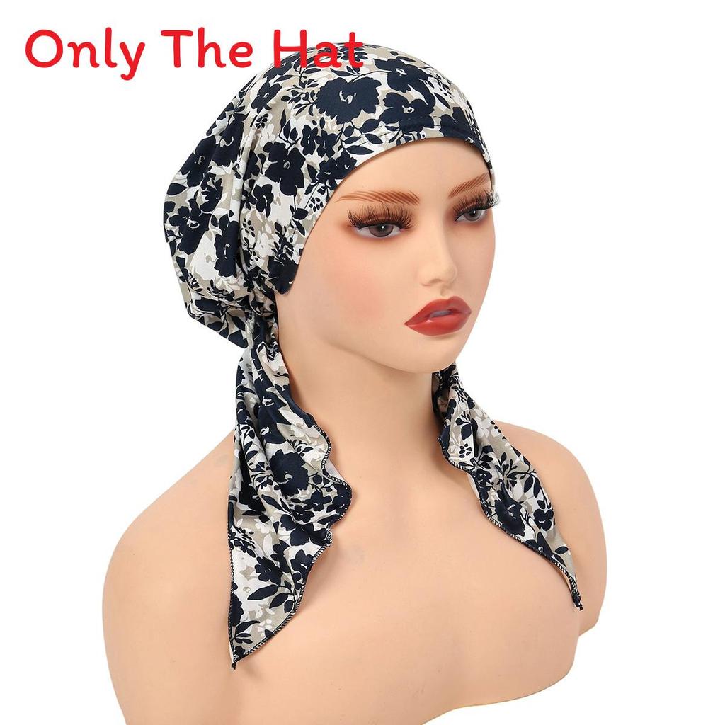 Elegant Floral Print Womens Headscarf Beanie With Polyester Material For All Seasons