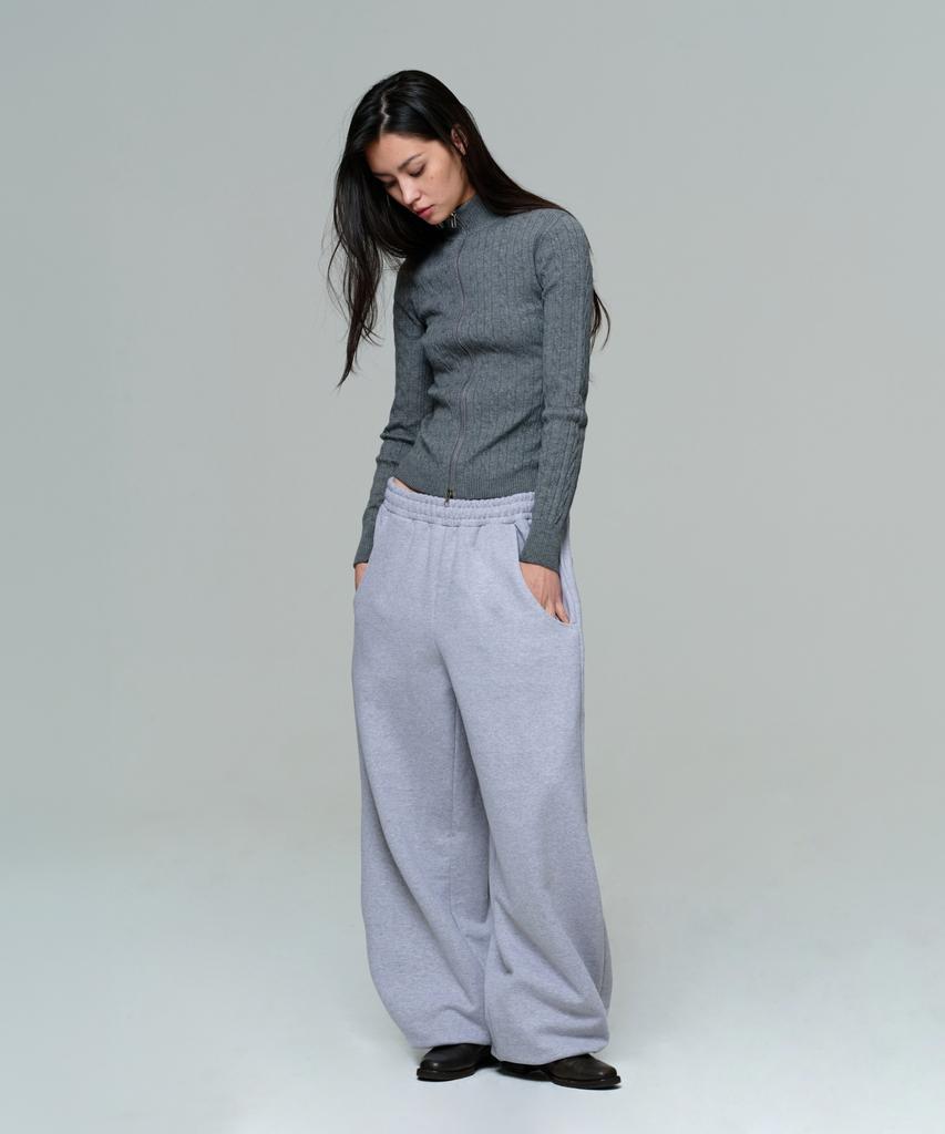 ERA Women Fitted Cable Zip Knit - Gray