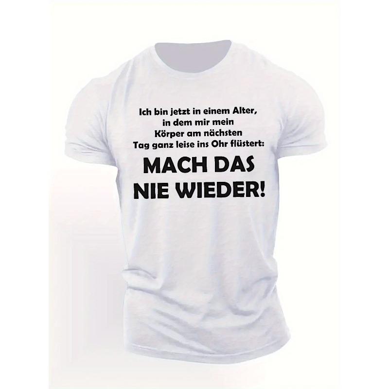 European Size Men's German Style Short Sleeve T-Shirt - Casual Summer Round Neck Top with German Text Print Machine Washable Summer Wardrobe Staple