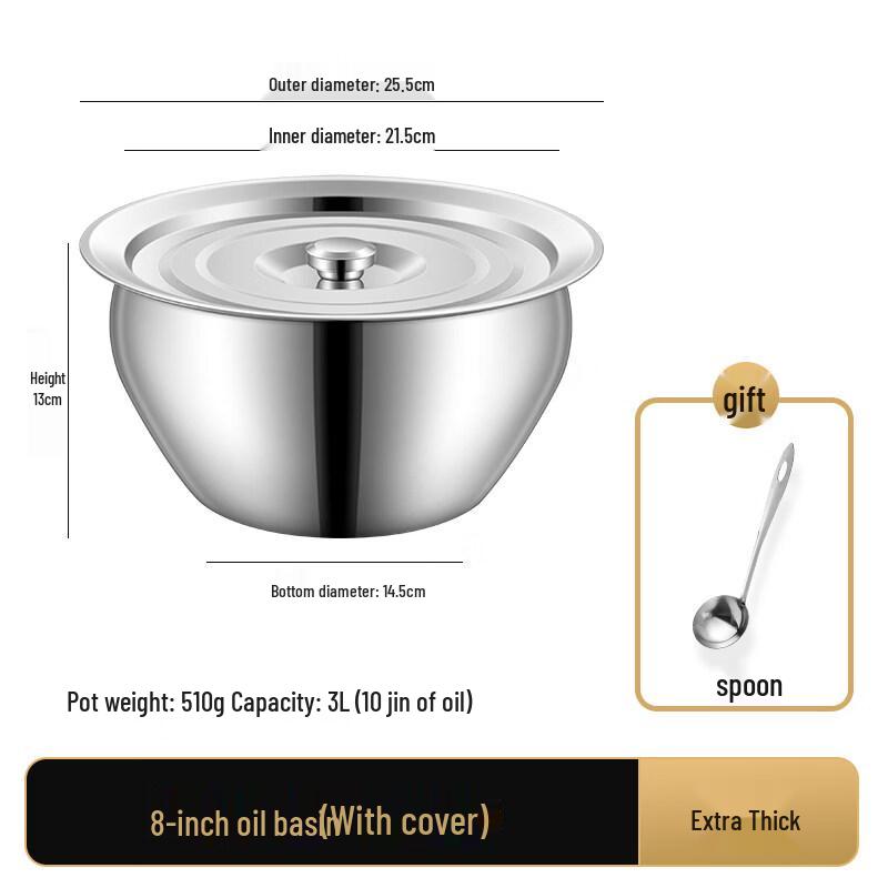 ZISIZ Extra-Thick Stainless Steel Oil Basin with Lid