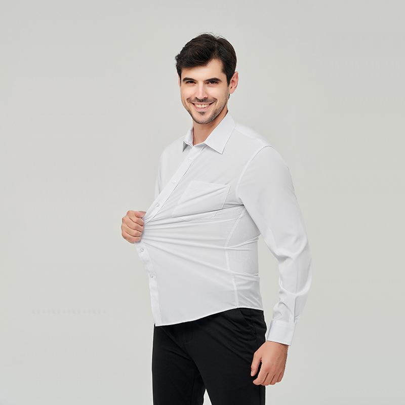 

Men’s Plus Size Stretch Long Sleeve Solid Dress Shirt S [Recommended 115-67.5kg]