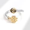 Sunflower Ladybug Open Ring Fashion Luxury Anti-Stress Relaxing Anxiety Relief Rotating Finger Zircon for Women