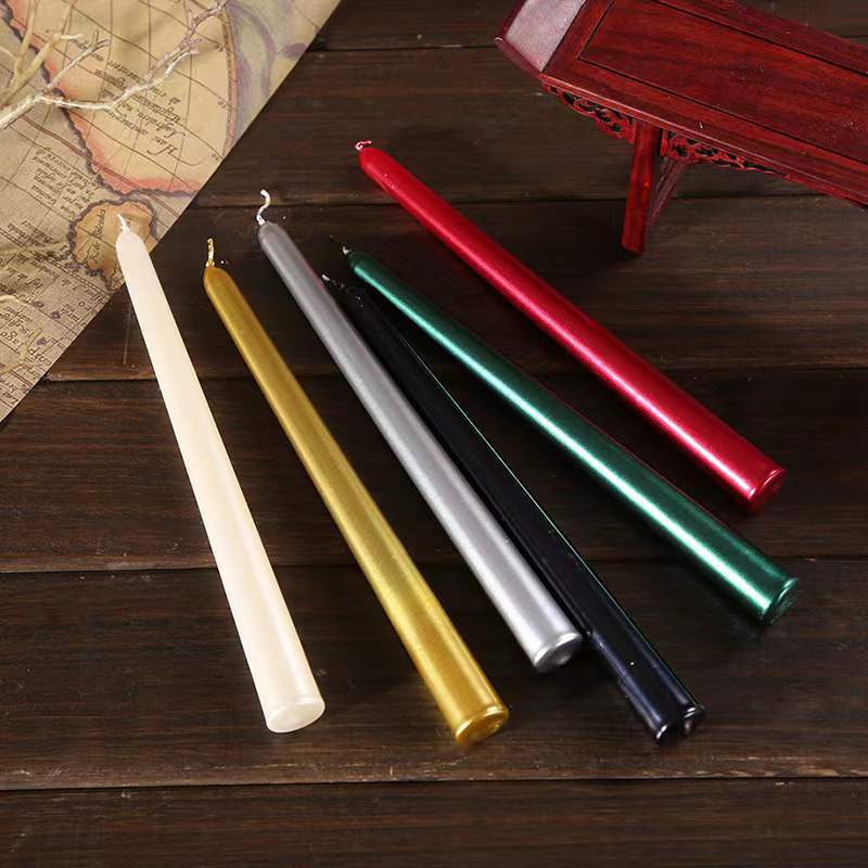 4pcs/box Restaurant Electroplated Thread Candle Long Stem Candle Romantic Wedding Decoration Candle Holder