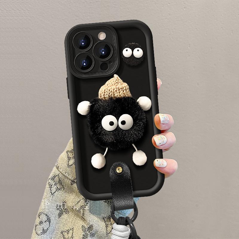 Pluszowy brelok do laleczki kuli węglowej odpowiedni do etui na telefon komórkowy Apple 13pro 15/16 Kreatywny silikonowy 14 Jesień i Zima XR Odporny na upadki