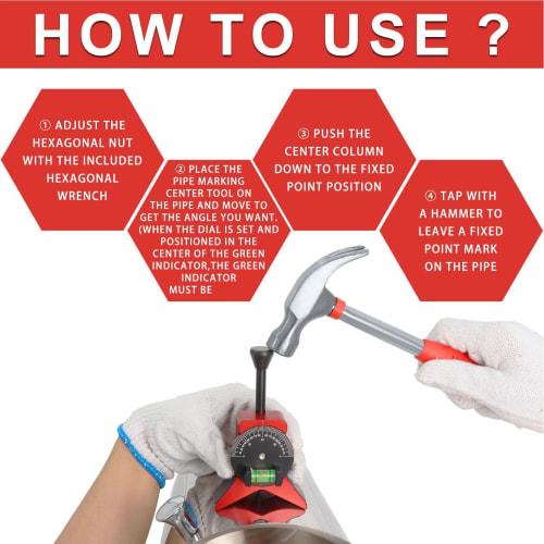 Pipe Marker Center Tool - Pipe Marker Centering Tool, Y-Shaped Pipe Center Fitting Tool | Pipe Marker Center Tool with Bubble Protractor, Pipe Center
